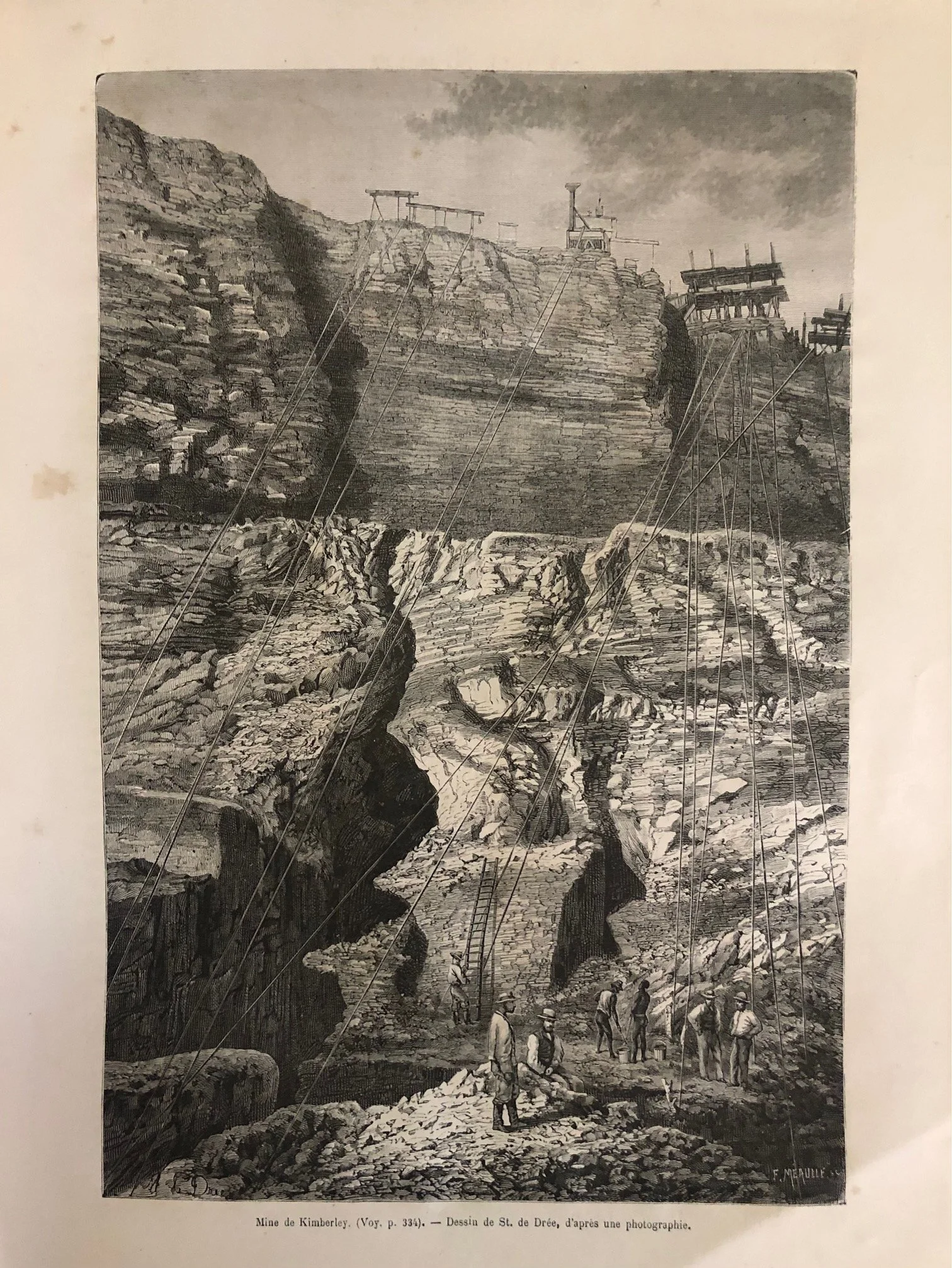 The Big Hole from "Voyage aux Mines de Diamants …." (Voyage to the Diamond Mines in South Africa) from Le Tour du Monde (1872)