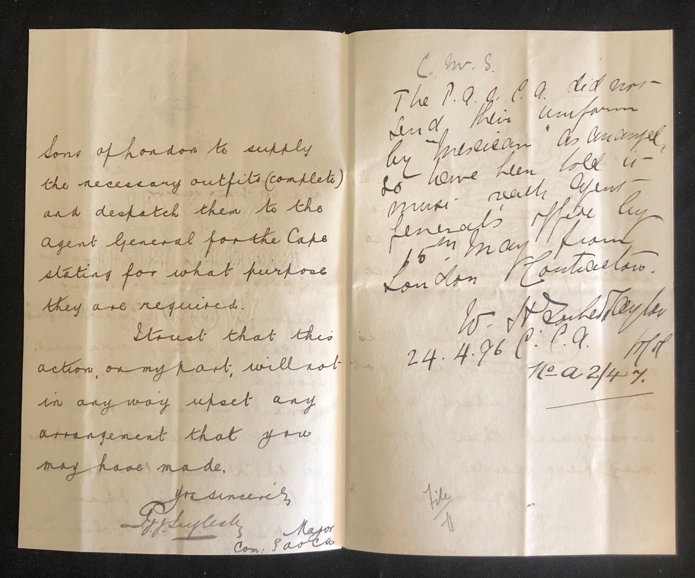 Letter: Prince Alfred’s Guards. "Empire Pageant." London, May 1896