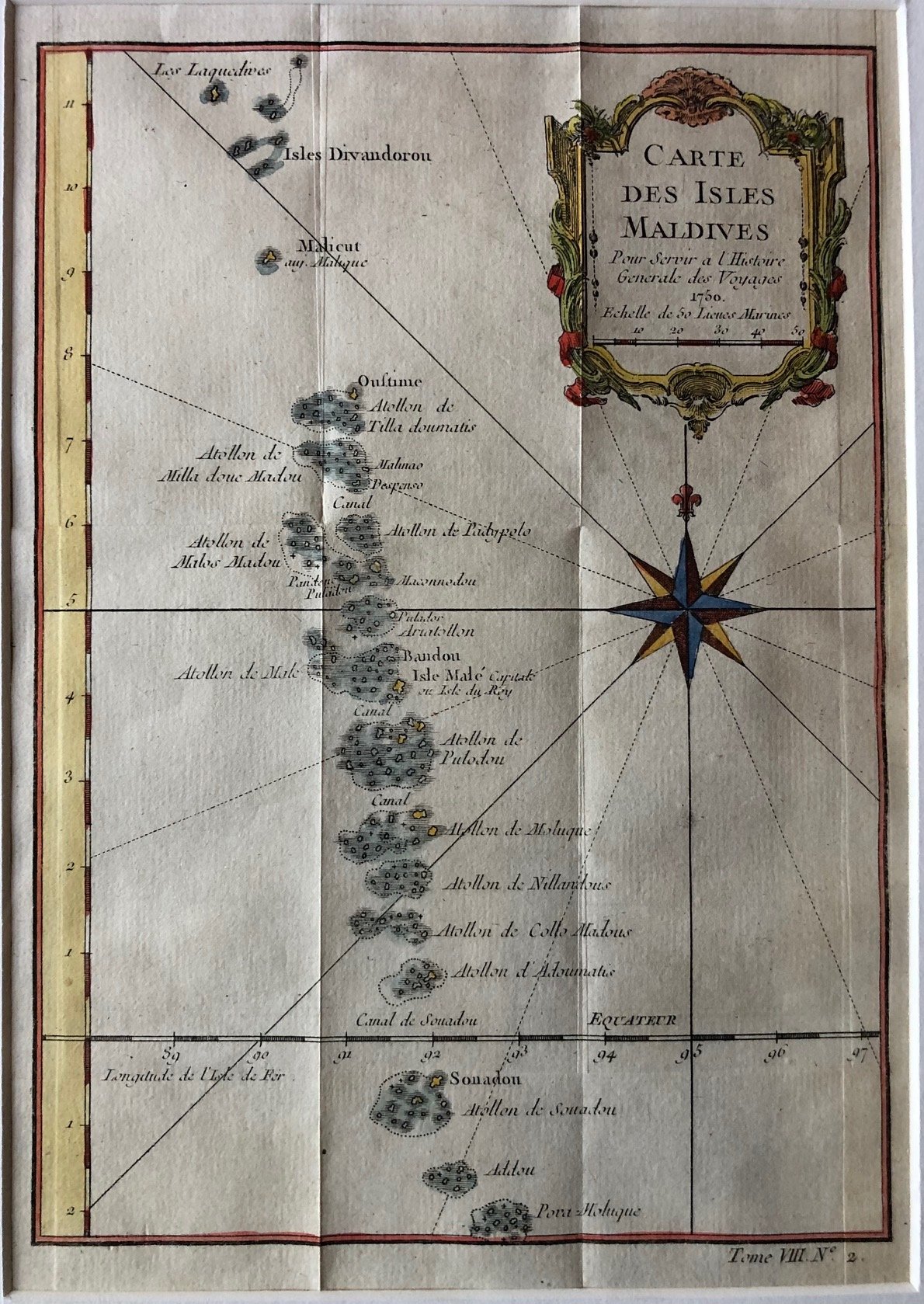 "Carte des Isles Maldives" by Jacques-Nicolas Bellin (1750)