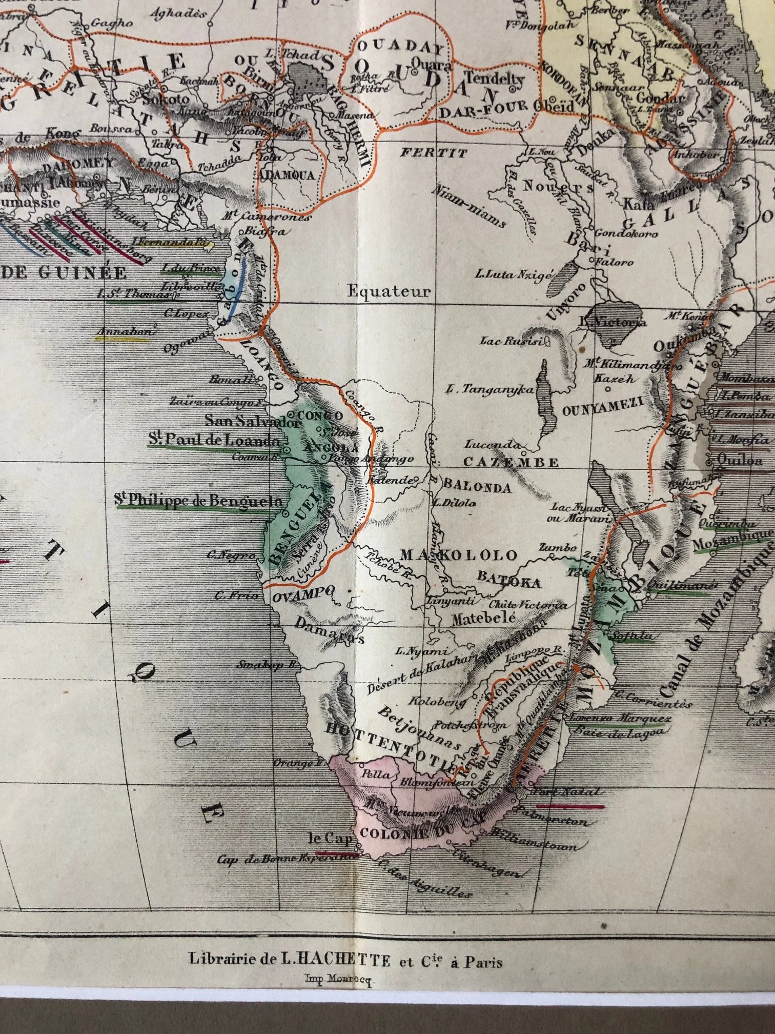 French Map of Africa published by Librairie de L. Hachette (1860s)