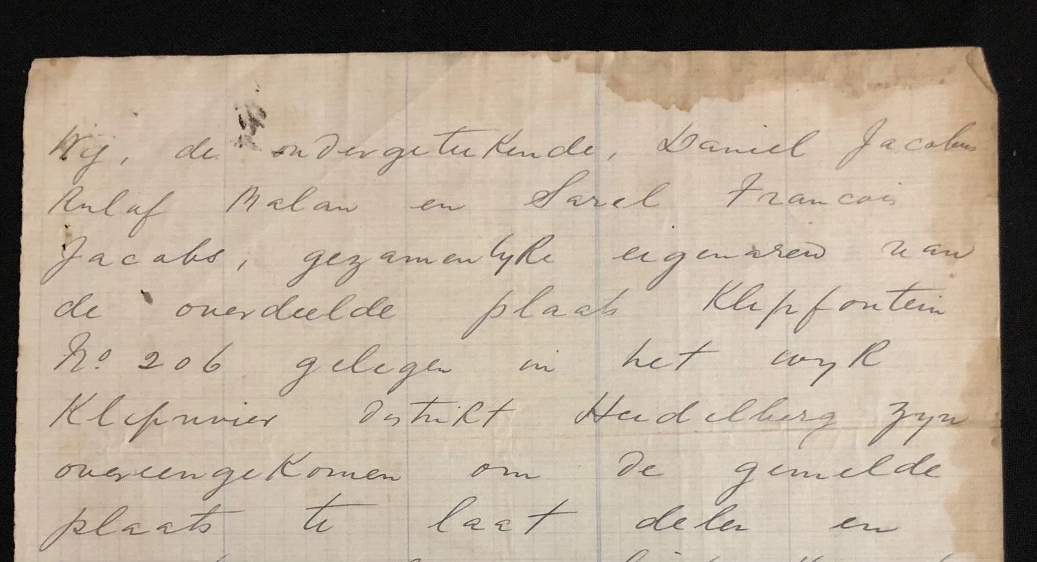 Document regarding the dividing of the farm Klipfontein in the district of Heidelberg. 1888