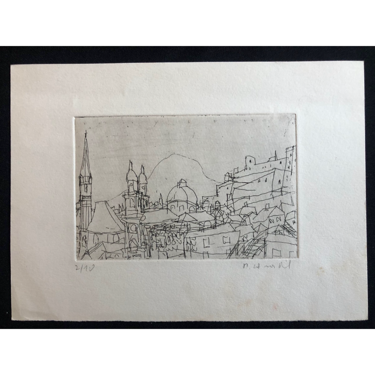 Salzburg Churches and Fortress by Rudolf Hradil c.1970 R2,000