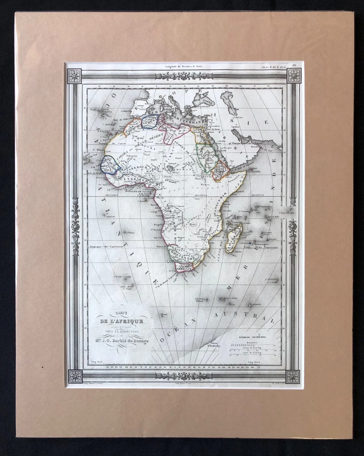 French map of Africa, by Jean-Denis Barbié du Bocage (c.1852)