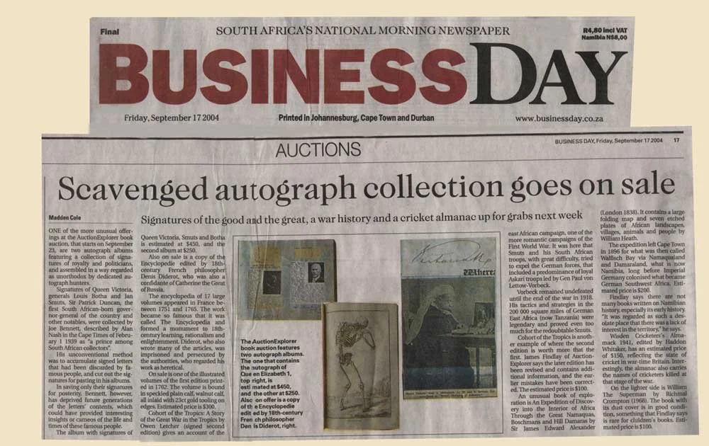 James Findlay appearing in Business Day 17 September  2004