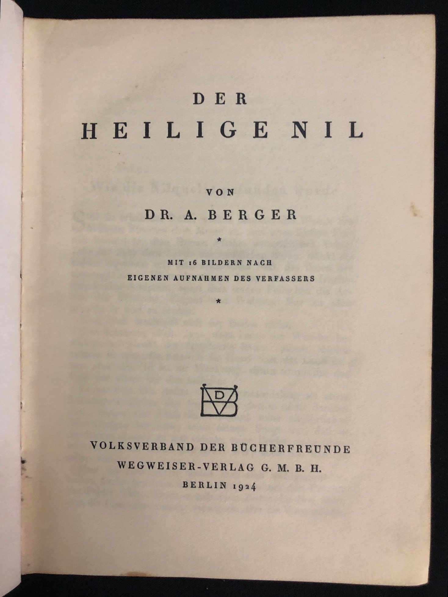 Der heilige Nil ("The Holy Nile") by Dr. Arthur Berger (1924)