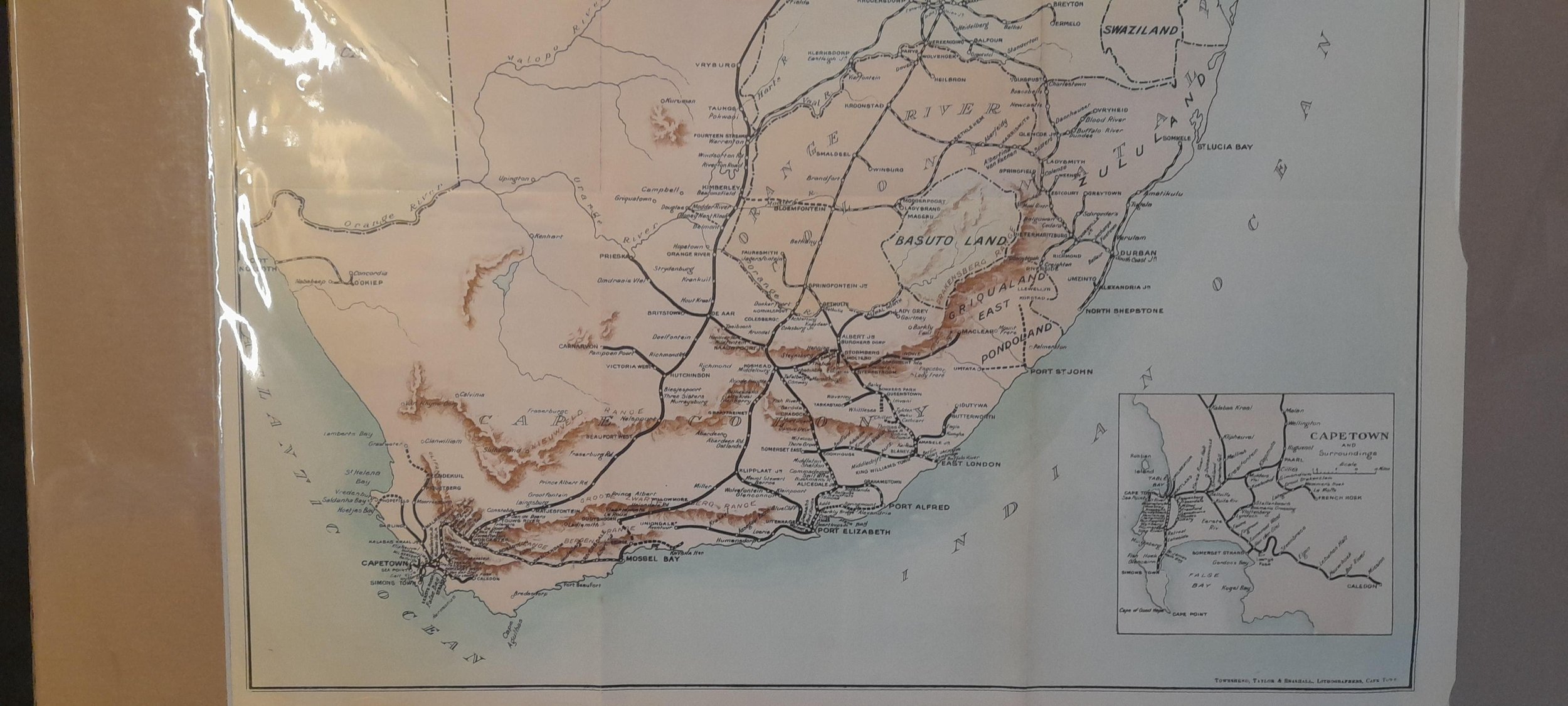 Cape Government Railway Map of Southern Africa c.1907 