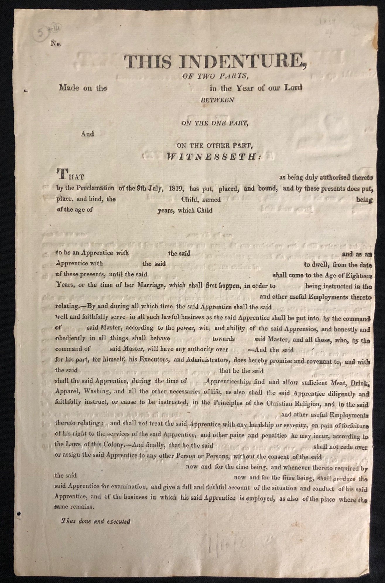 Child Labour "apprenticeship" Cape Colony (1819)