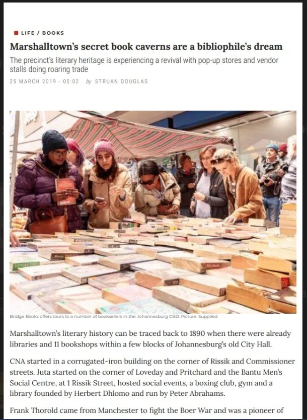 James Findlay – Marshalltown’s secret book caverns – Business Day 25 March 2019