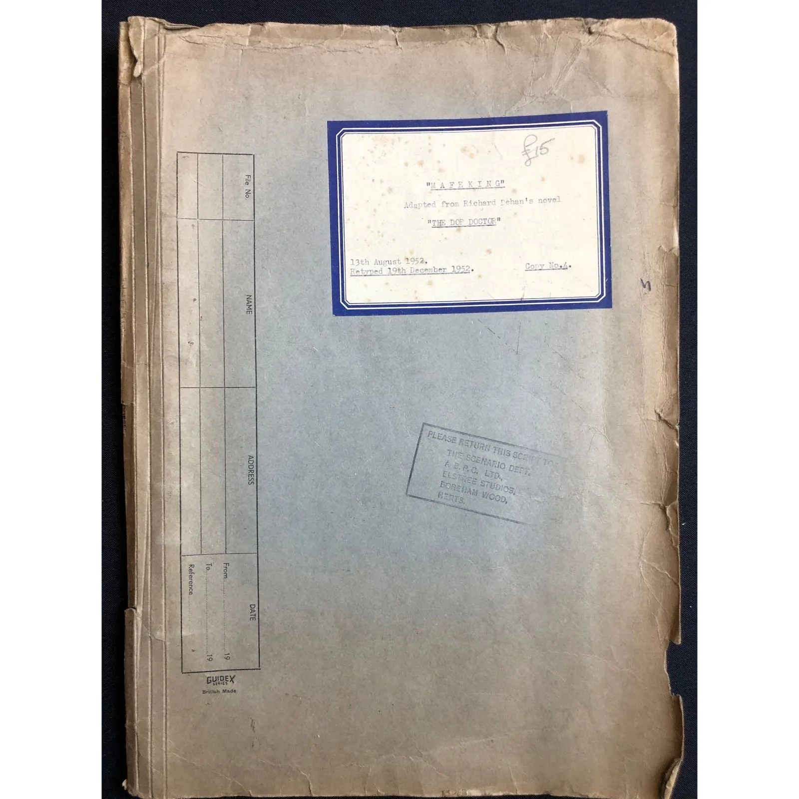 The Dop Doctor - Film Script (1952) R1,500