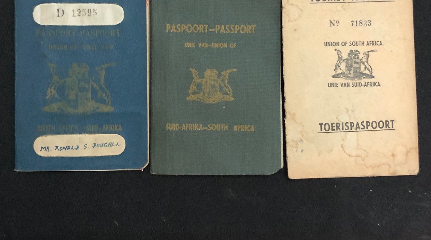 Three passports issued during the Union of South Africa period  (1910–1961).