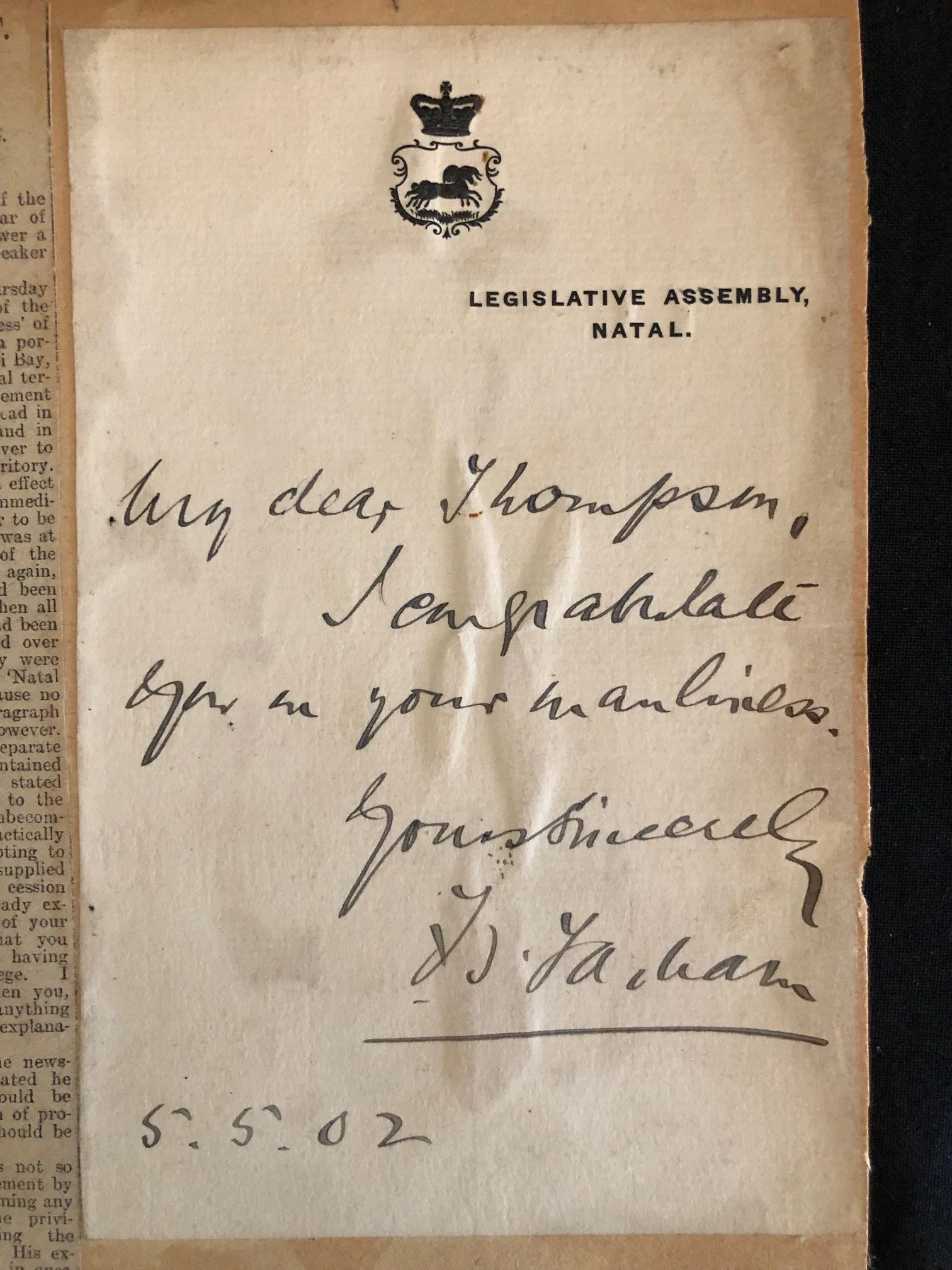 A Breach of Parliamentary Privilege ref: Treaty of Vereeniging 
31 May 1902
