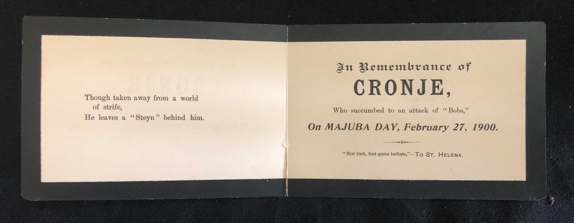 Card mocking the surrender of Boer General Piet Cronjé