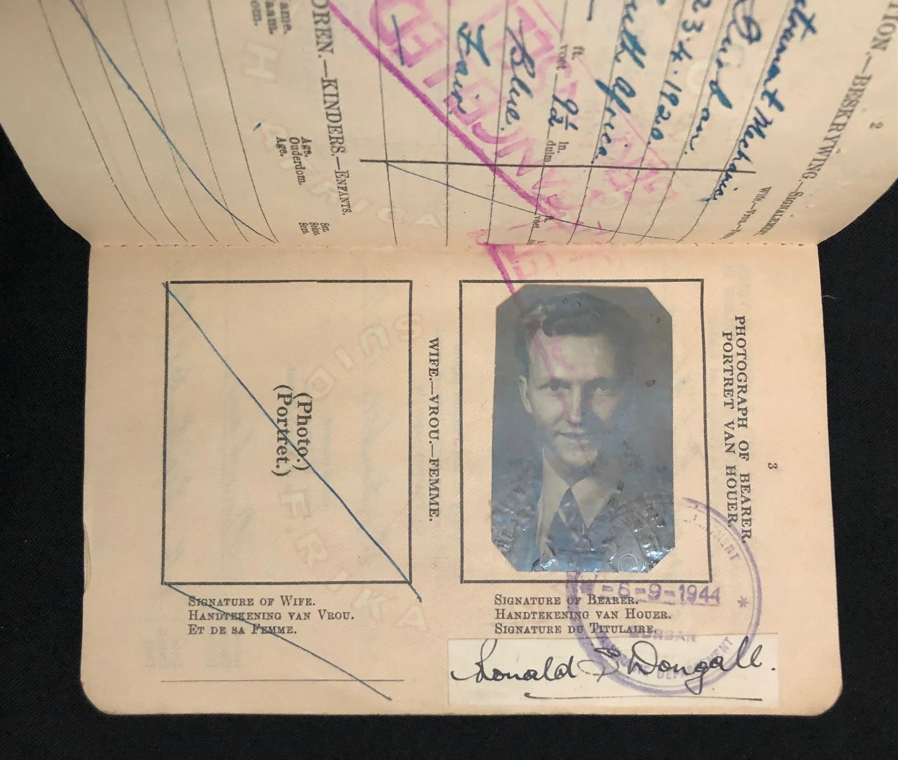 Three passports issued during the Union of South Africa period 
(1910–1961).