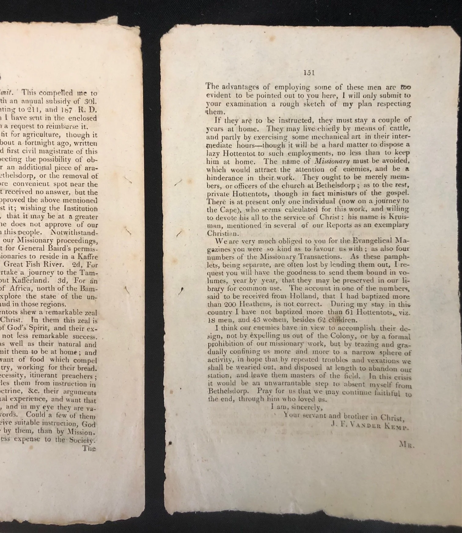 Eastern Cape frontier reports - Missionary, Van der Kemp c.1806
