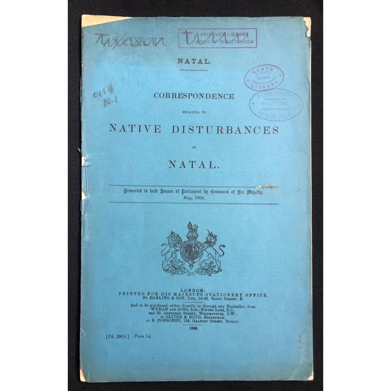 Blue Book - The Bambata Rebellion (1906) R1,500