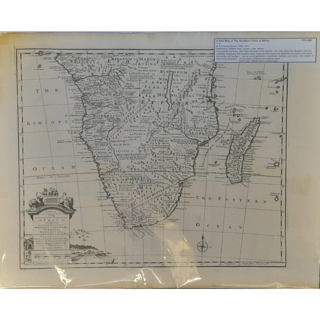 A New Map of the Southern Parts of Africa by Emanuel Bowen (c.1747 ) R10,000