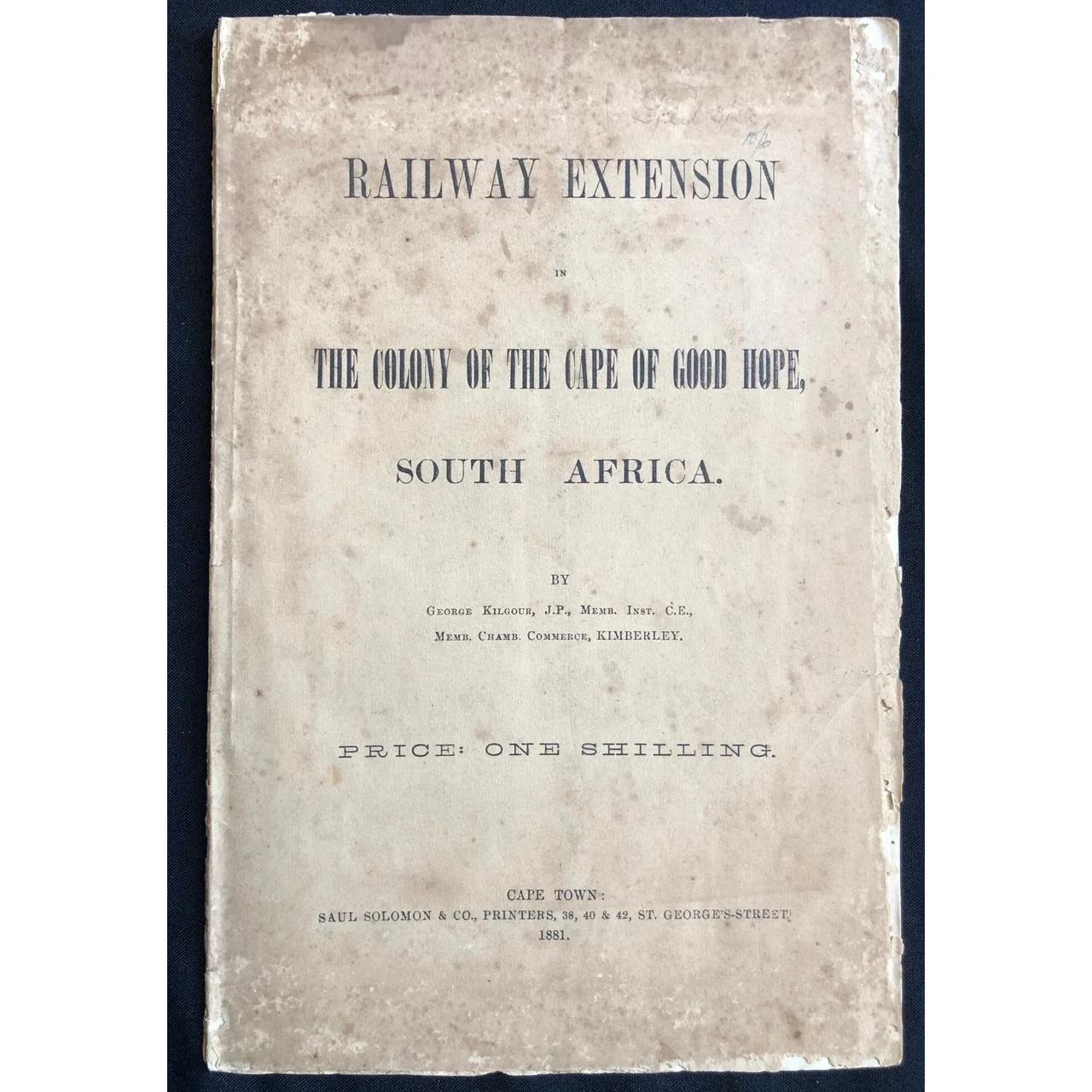 Railway Line to Kimberley via Beaufort West (1881)  R3,500
