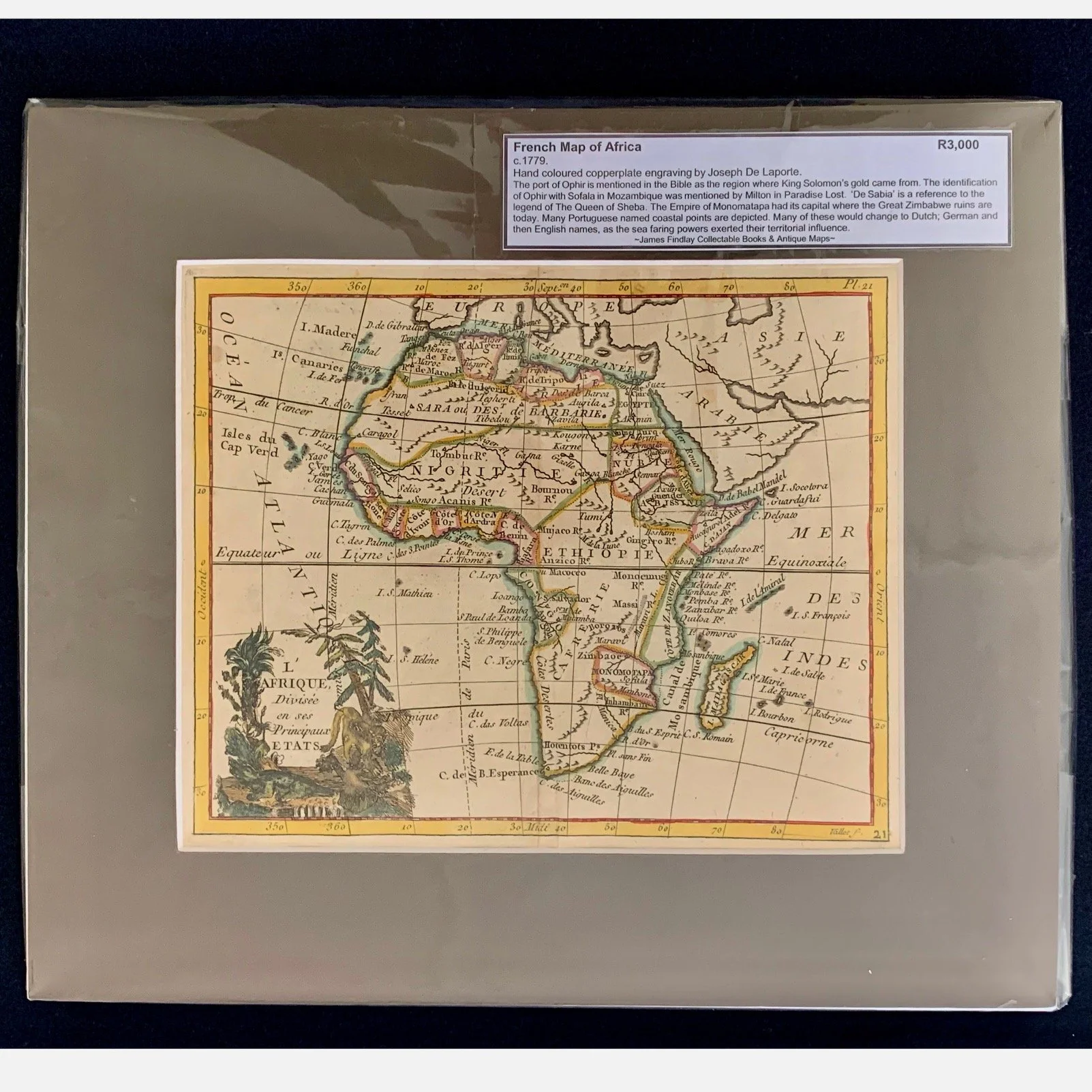 French Map of Africa by Joseph De Laporte (c.1779) R3,000