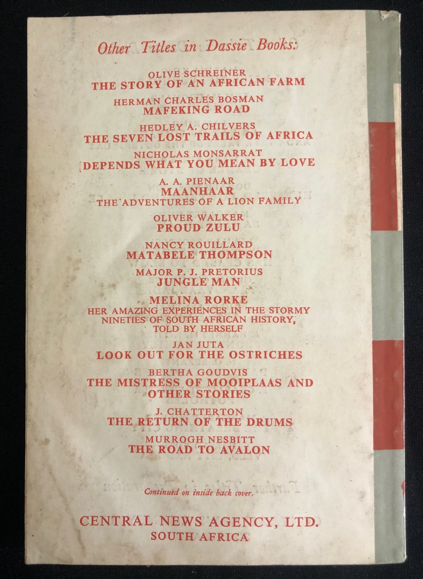 First Edition of Herman Charles Bosman’s A Cask of Jerepigo (1957)