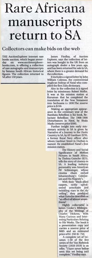 James Findlay appearing in Business Day 21 July 2006