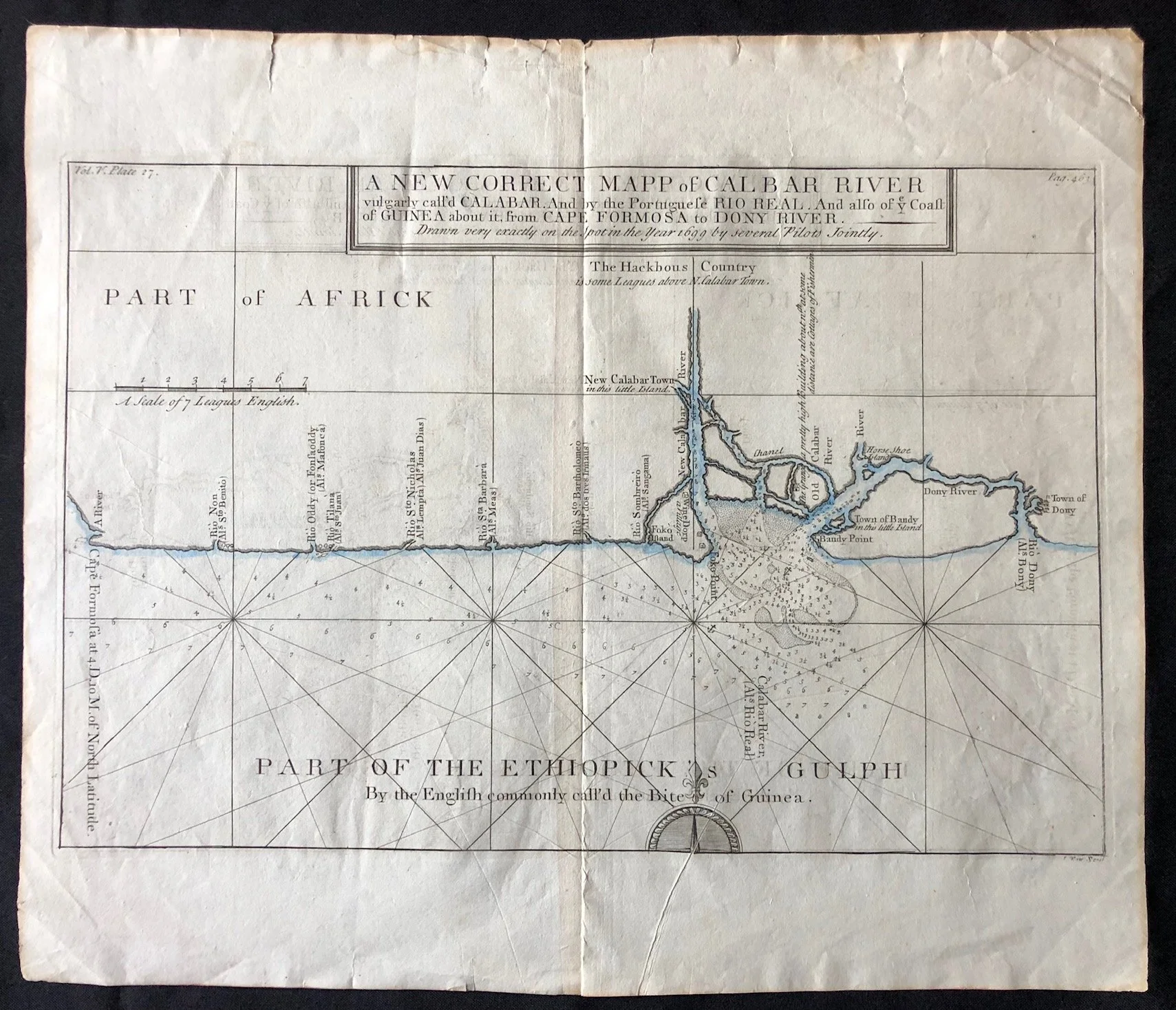 "A New Correct Mapp of Calbar River..." (Biafra Slave Trade) by John Churchill (1704)
