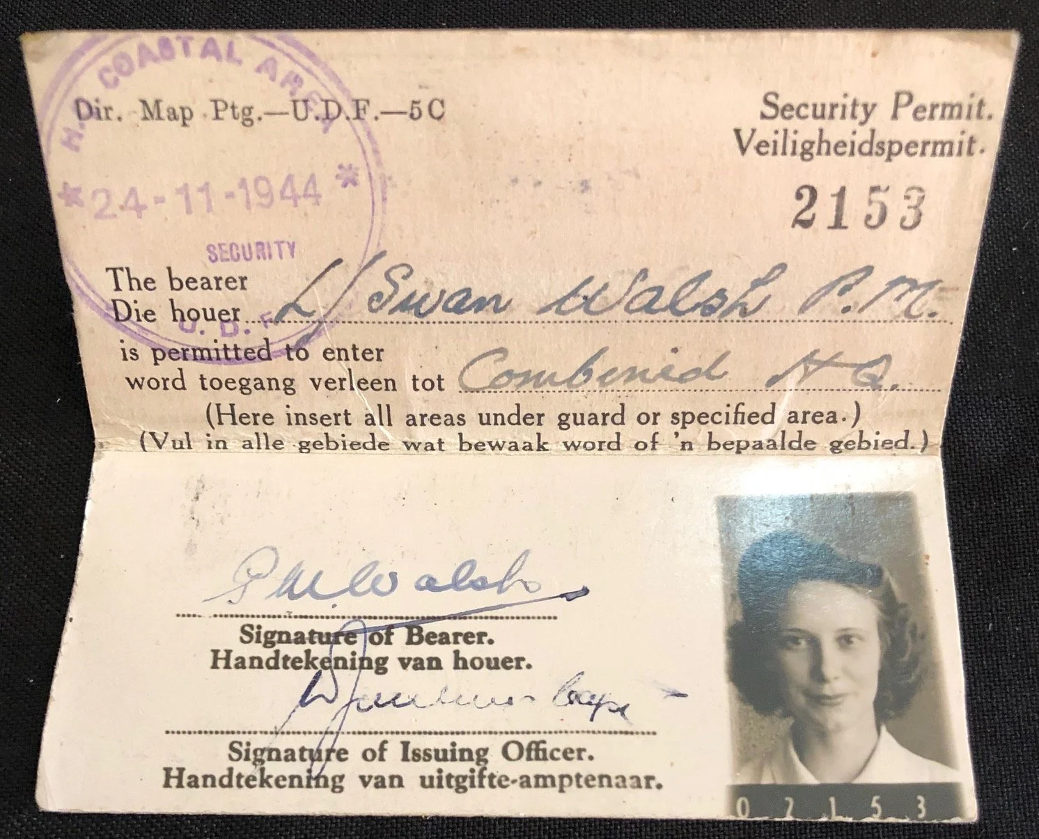 L/Swan Walsh P.M. UDF WW2