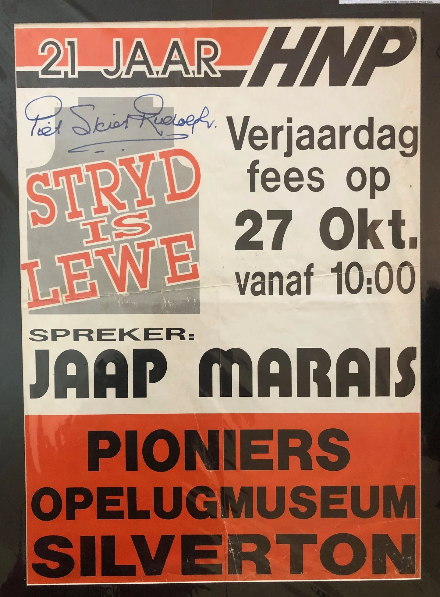 HNP poster, signed by “Piet "Skiet" Rudolph”