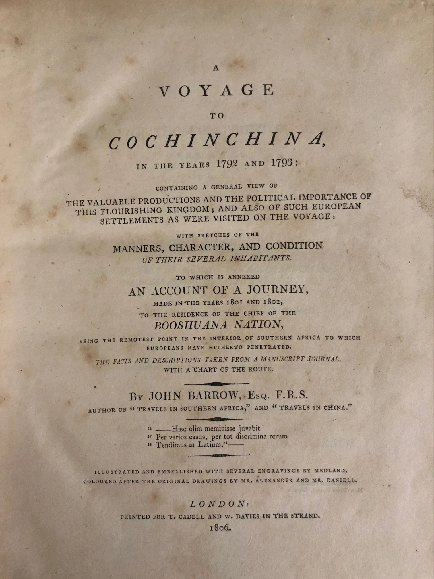 First edition of Sir John Barrow’s A Voyage to Cochinchina (1806) 