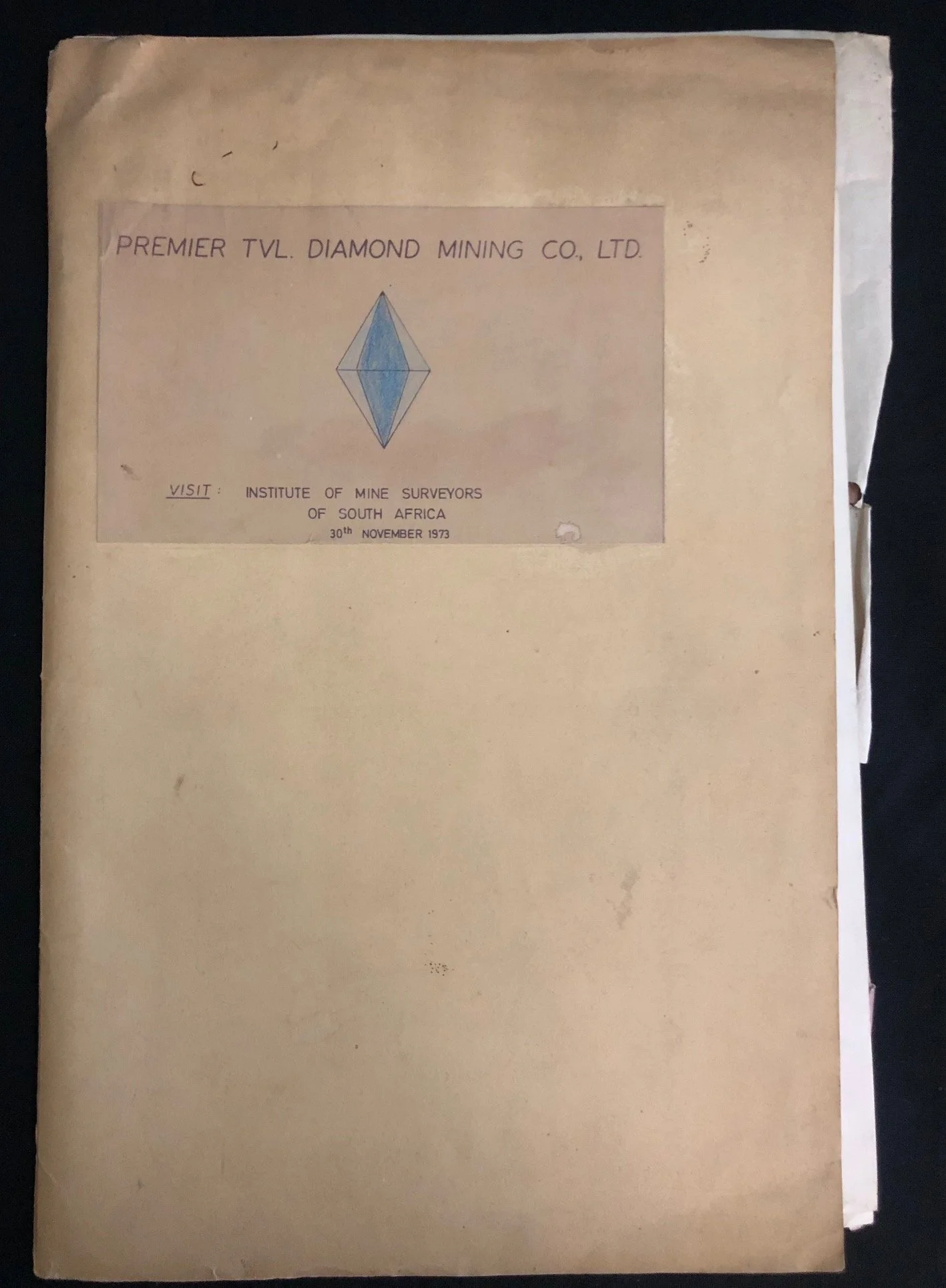 Premier Transvaal Diamond Mine - Site visit folder for the Institute of Mine Surveyors - 1973