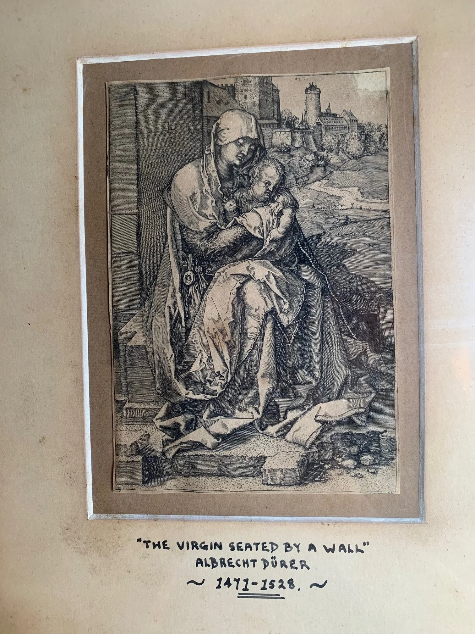 The Virgin Seated by a Wall after Albrecht Dürer