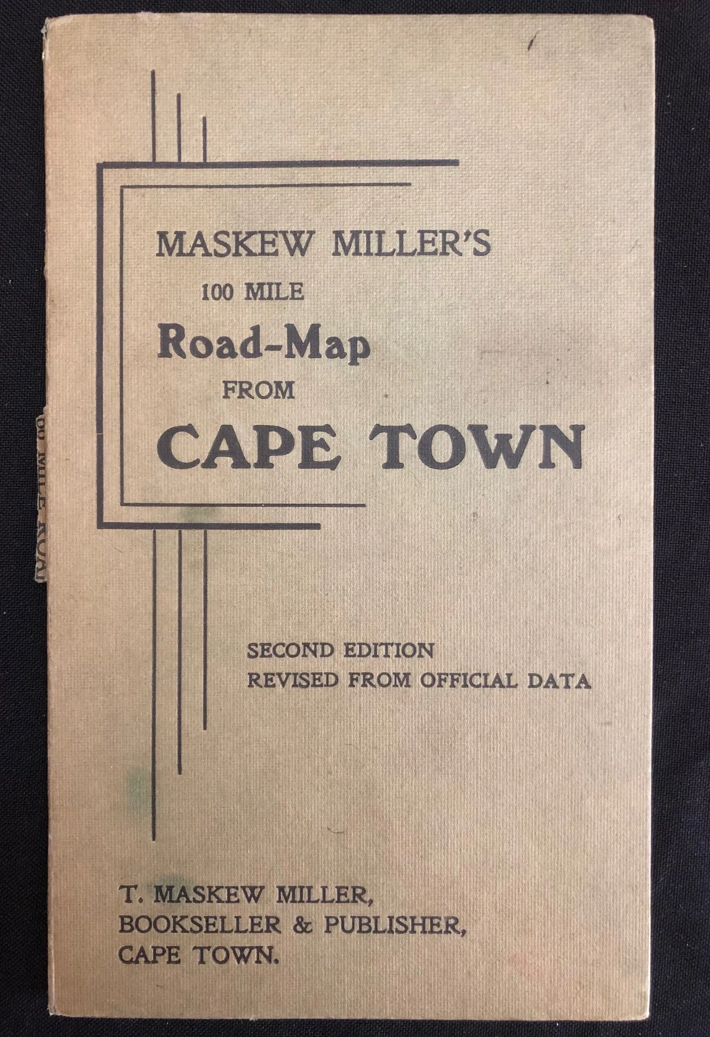 Maskew Miller’s 100 Mile Road Map from Cape Town, dated March 1921