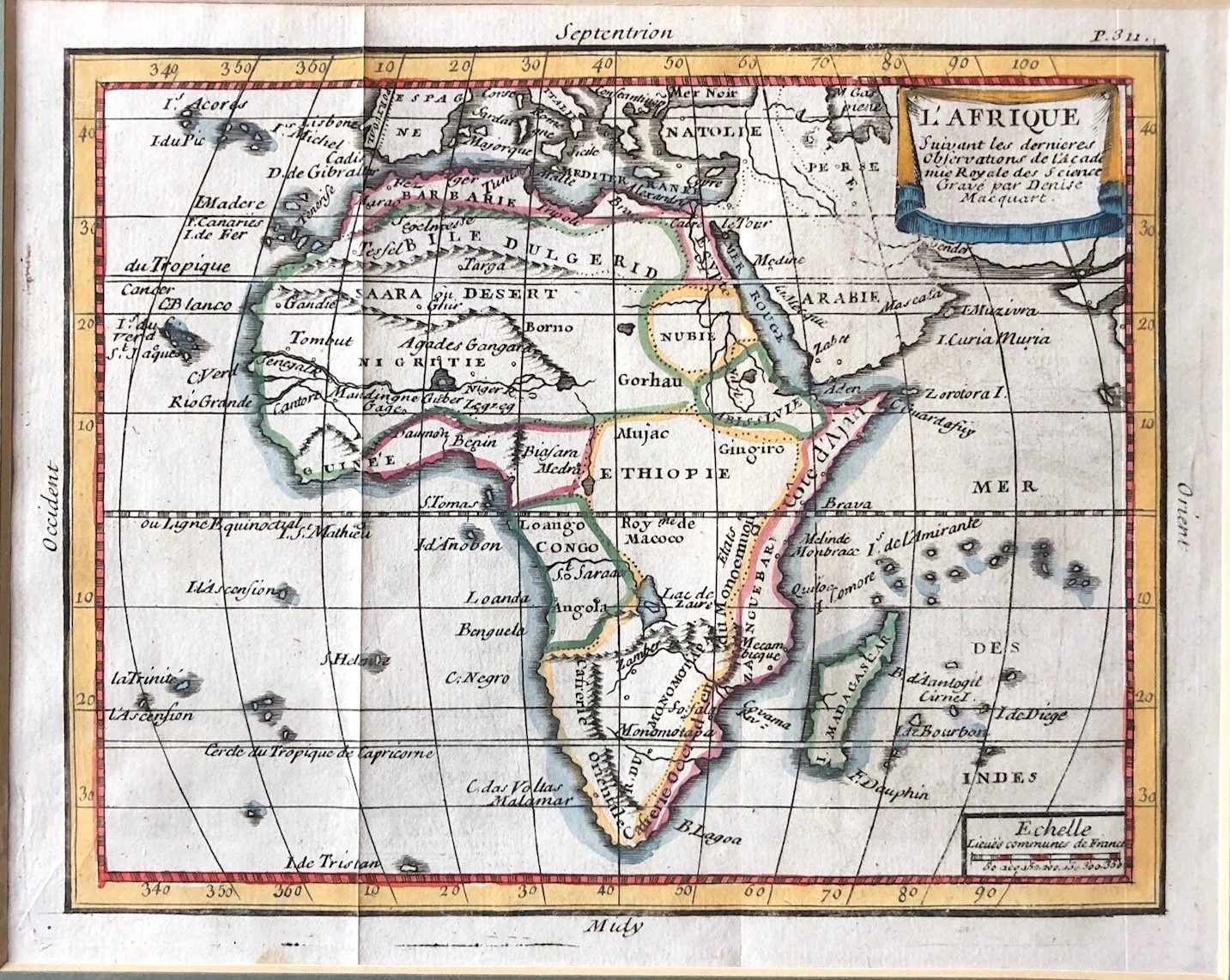 "L'Afrique Suivant les dernieres Observations" by female engraver Denise Macquart (c.1740)