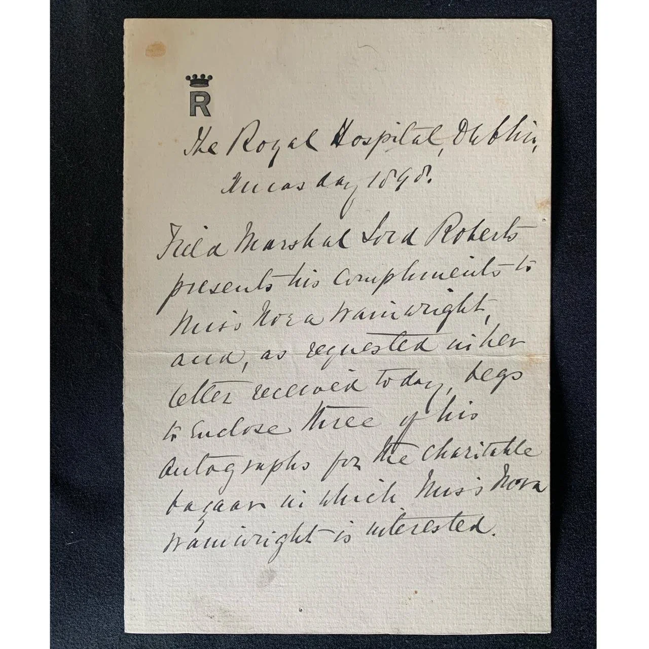 Field Marshal Roberts letter unsigned R2,000
