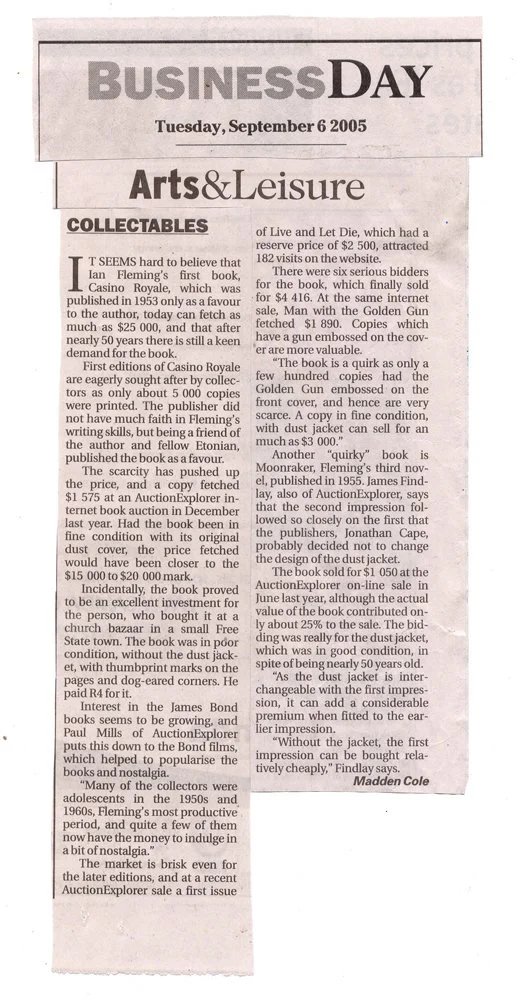 James Findlay – Collectables – Business Day 6 Sept 2005
