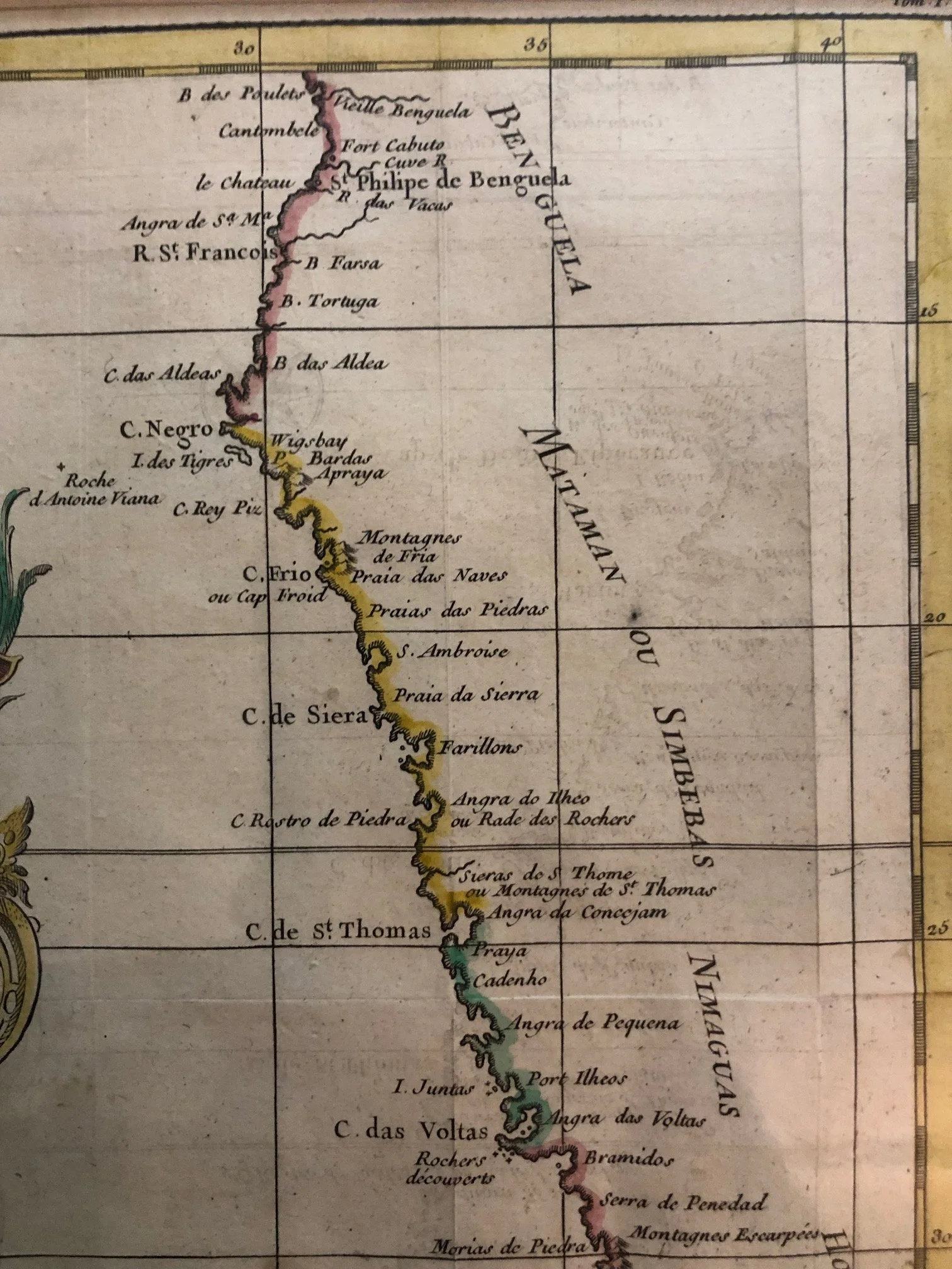 French Map of South Africa, Namibia and Angola (c.1739)