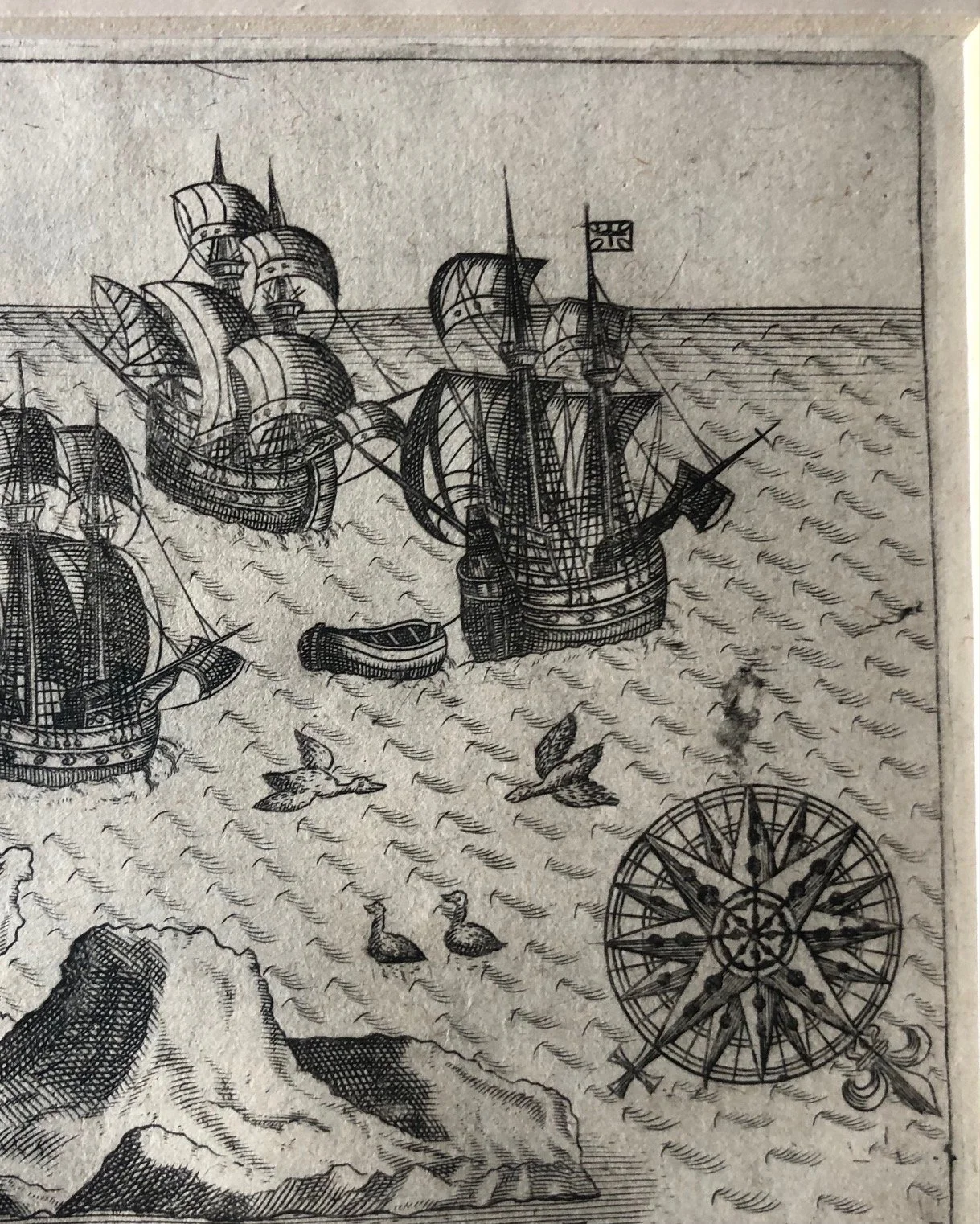 Engraving of Ascension Island, by Jan Huyghen van Linschoten (c.1598)