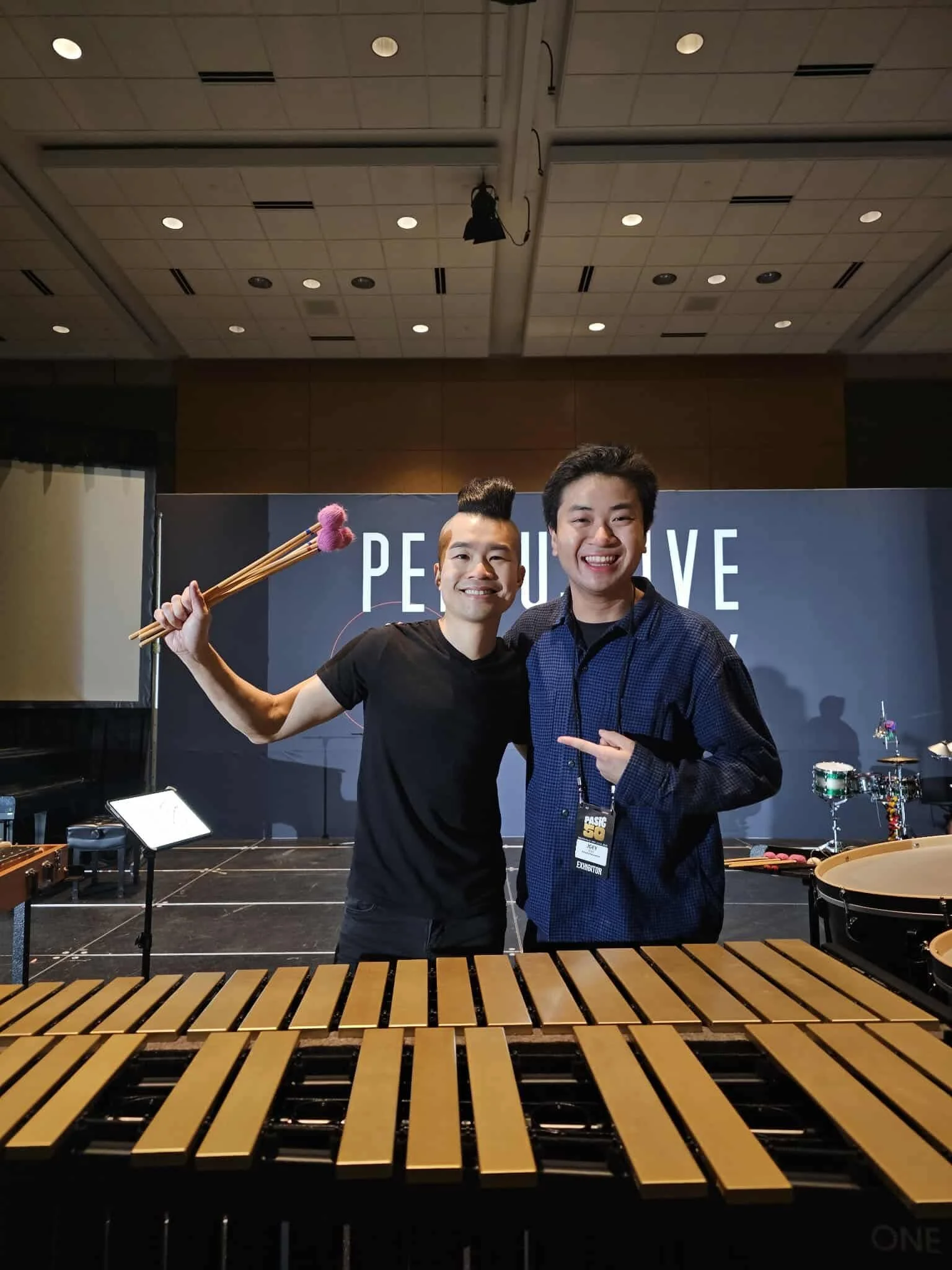 with Matthew Lau at PASIC 2025. Matthew premiered my piece 'The Flower of Neglect' in his PASIC showcase concert!