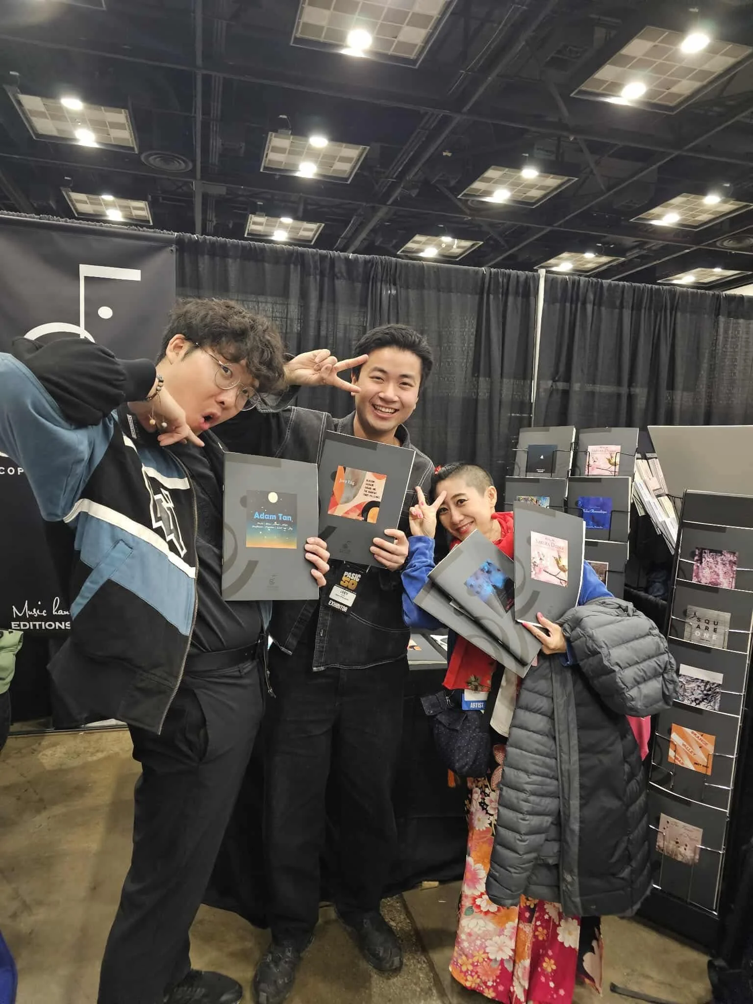 The three composers with Edition Svitzer limited edition collections at PASIC 2025! with Adam Tan and Kana Omori