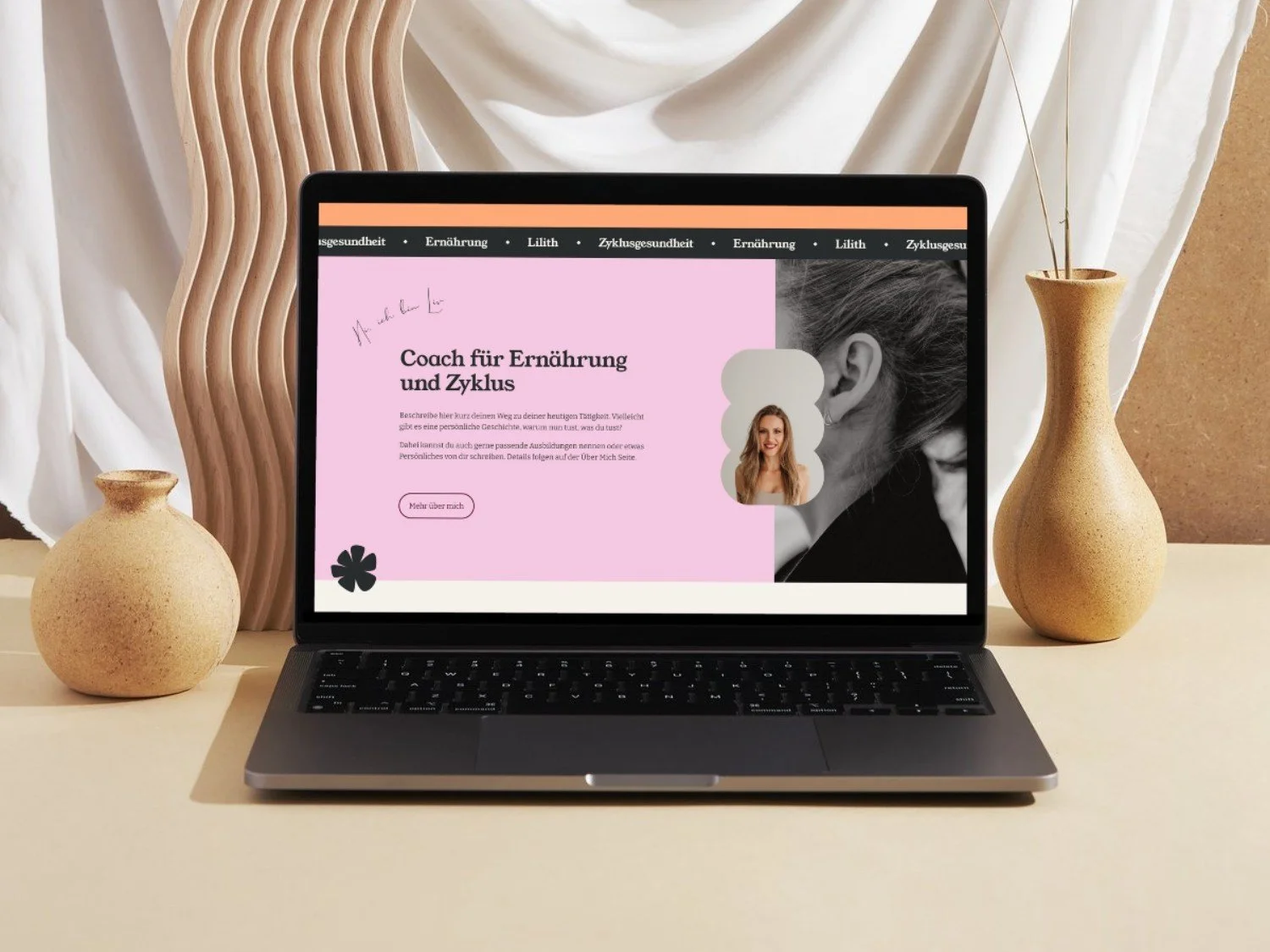 Laptop mit Website einer Selbstständigen