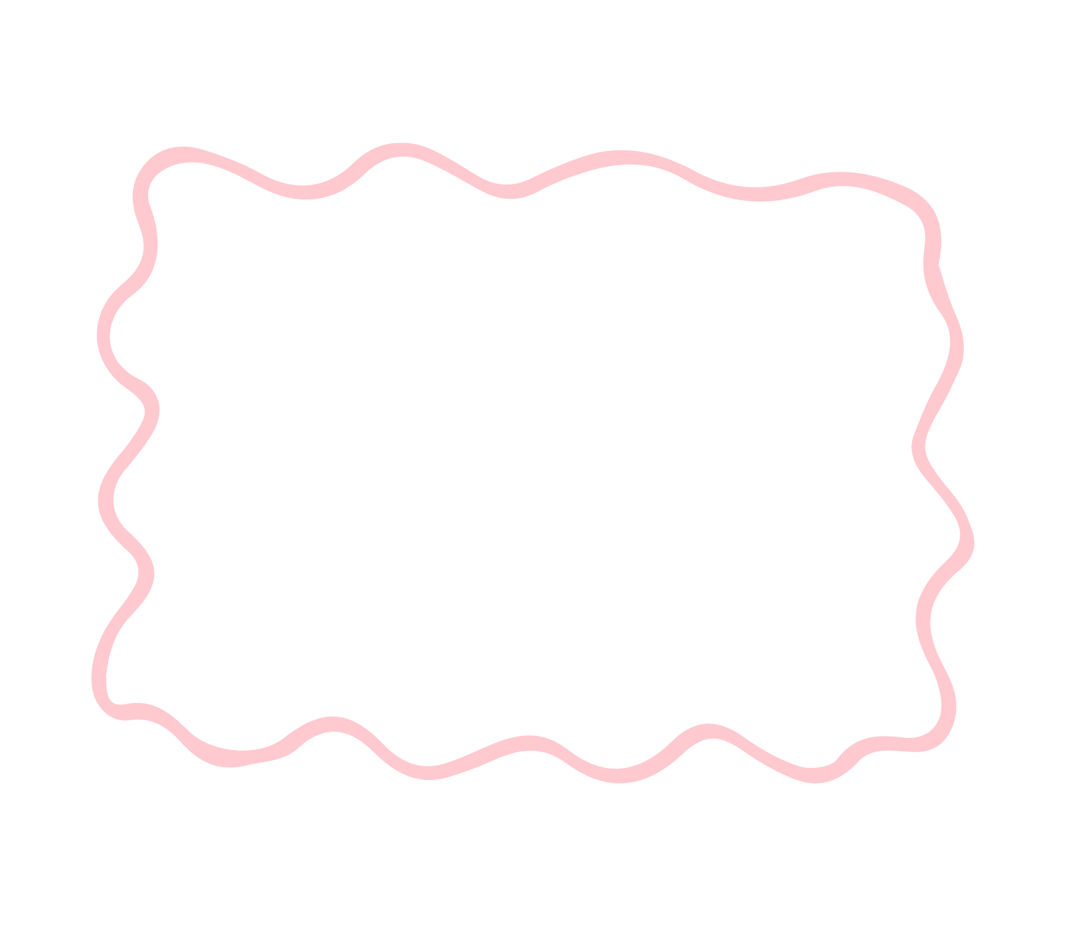 Leeres rosa wellenförmiger Rahmen auf schwarzem Hintergrund.