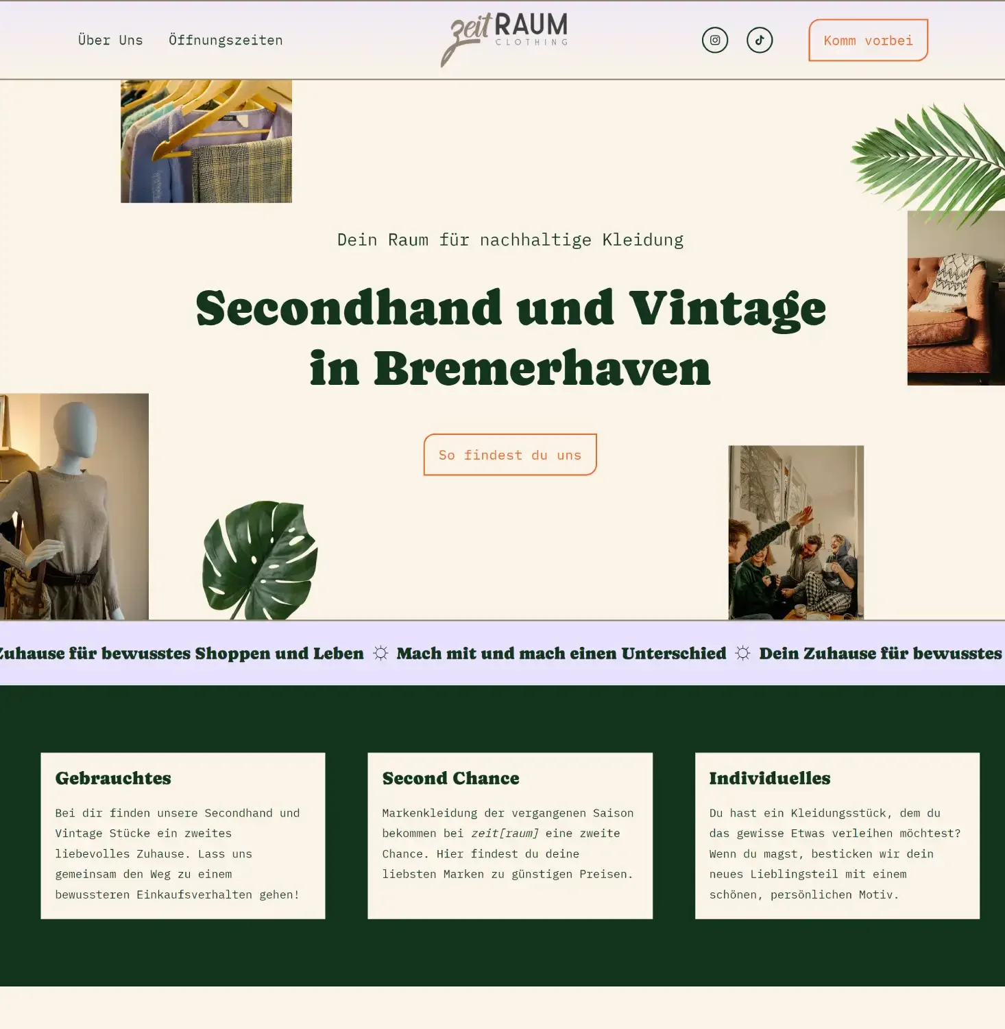 Beige und fliederfarbene Website Einzelhandel