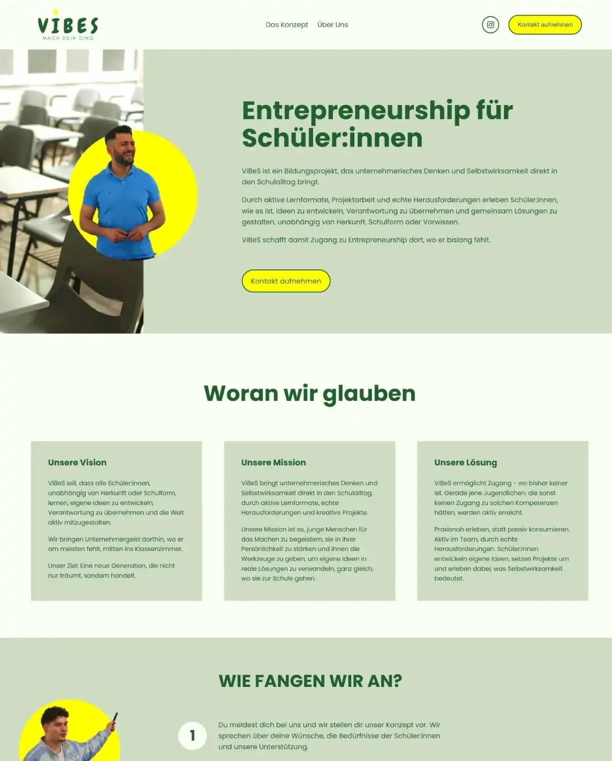 One-Pager eines Entrepreneurship-Projekts für Schüler:innen