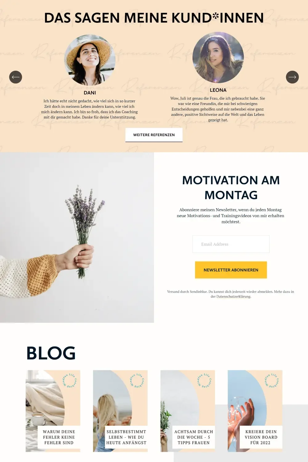 Ruhige Konzept-Website für Life Coach