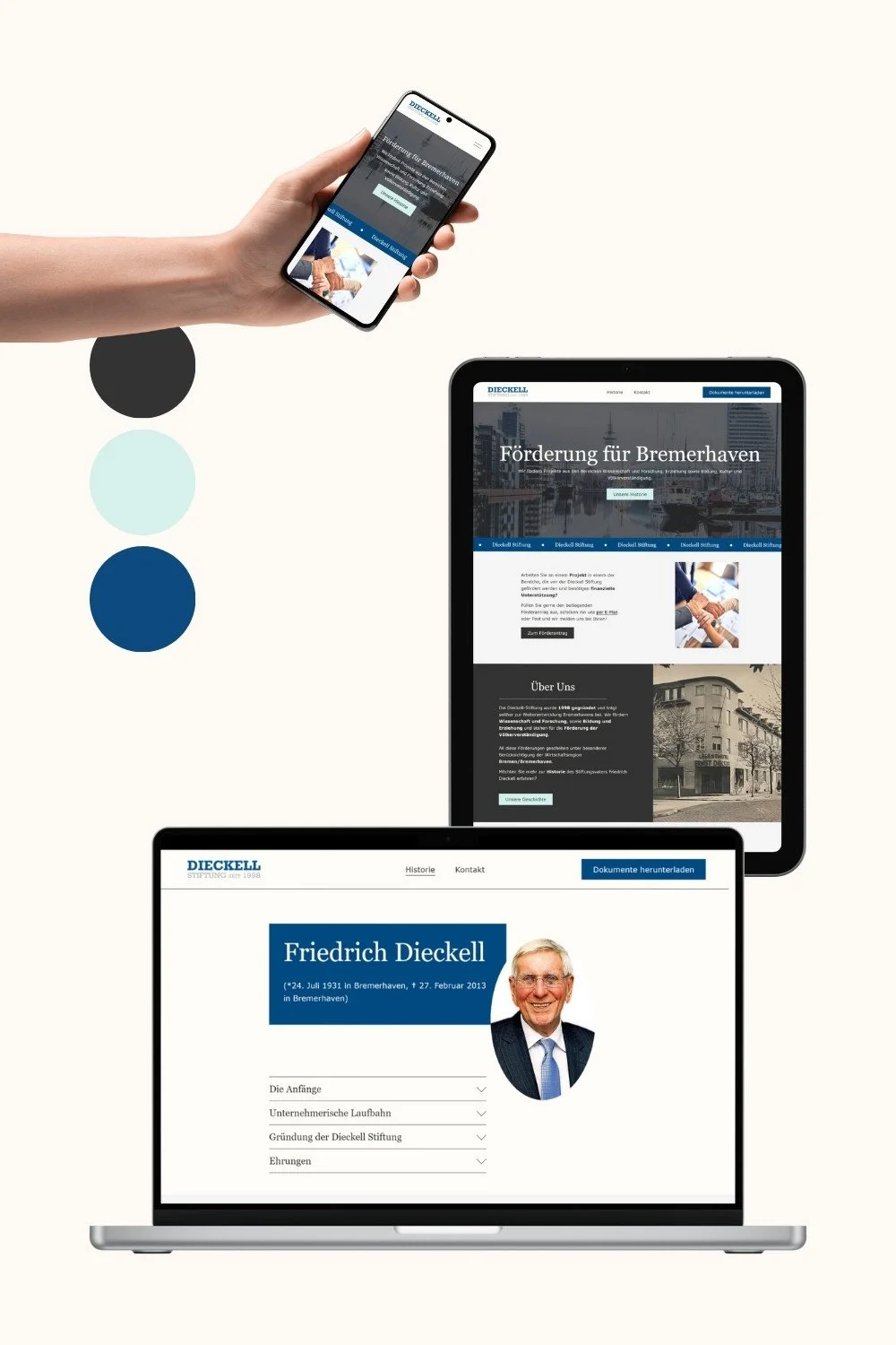 Geräte mit Website einer Stiftung für Bildung und Kultur