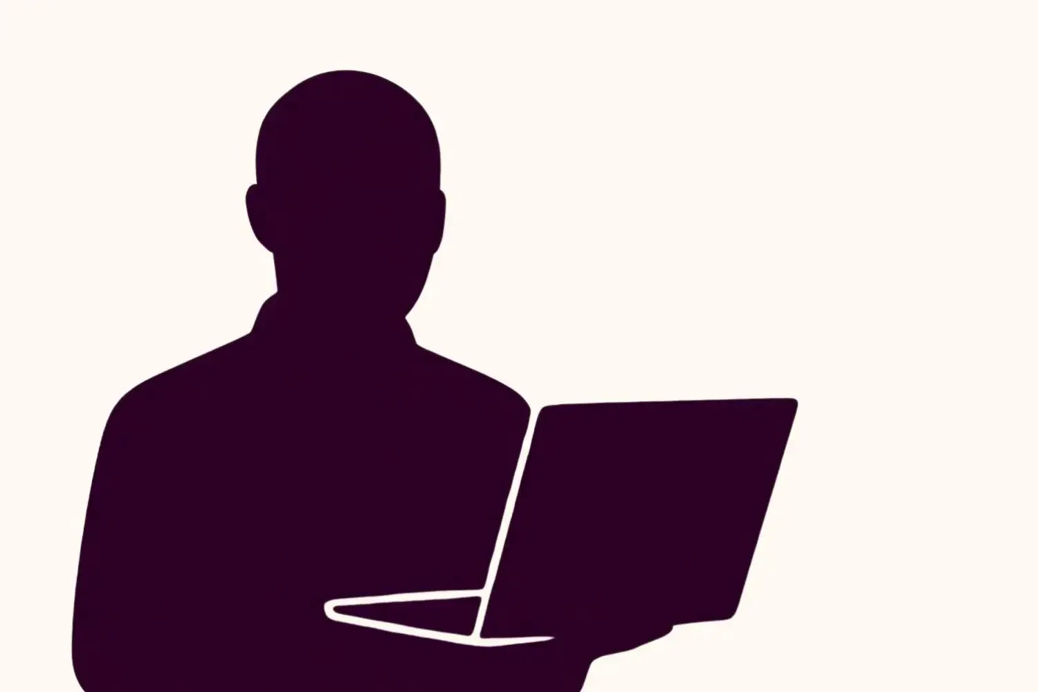 Silhouette eines Mannes mit Laptop
