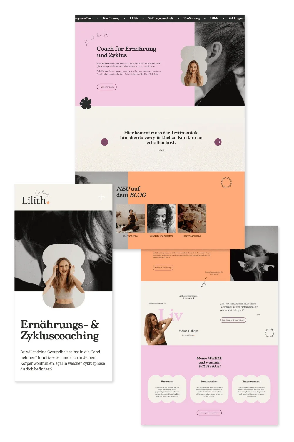 Screenshots von Squarespace Template Lilith