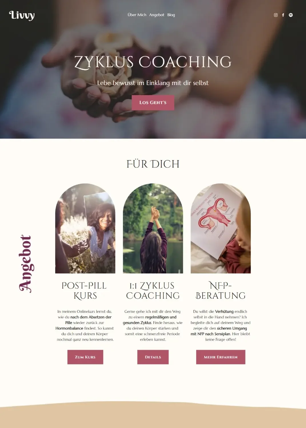 Konzept-Website für Zykluscoachin