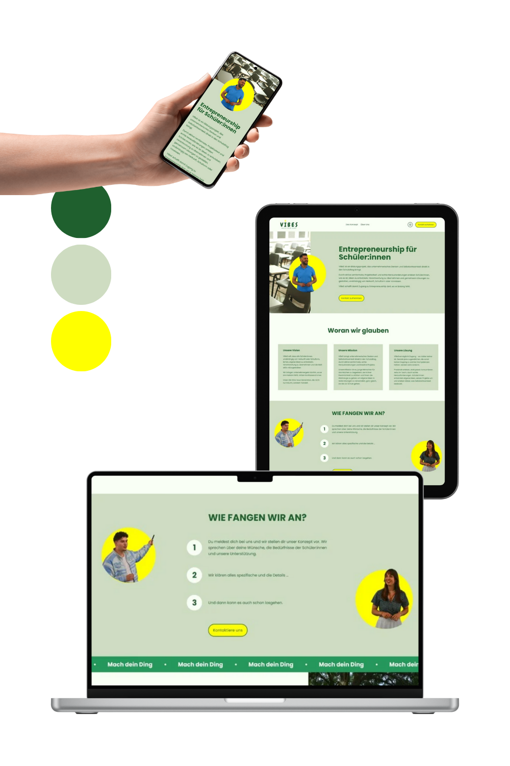 Die Vibes Website auf verschiedenen Geräten