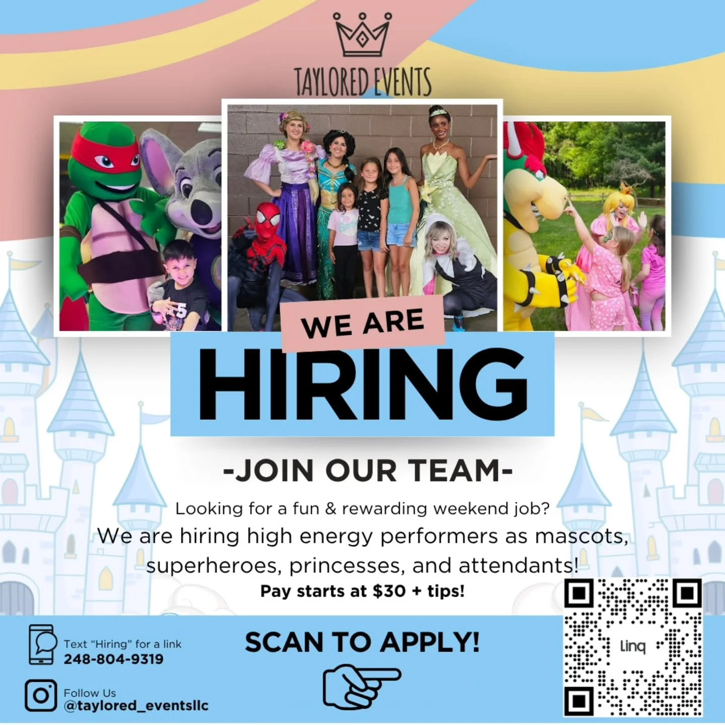 🚨We're looking for more Magic Makers! Come join our team- no experience needed. Spread joy through your favorite kids' characters. We offer a flexible schedule, high-energy fun, and memories that will last a lifetime! 
🚨Entertaining the Magic of Ch
