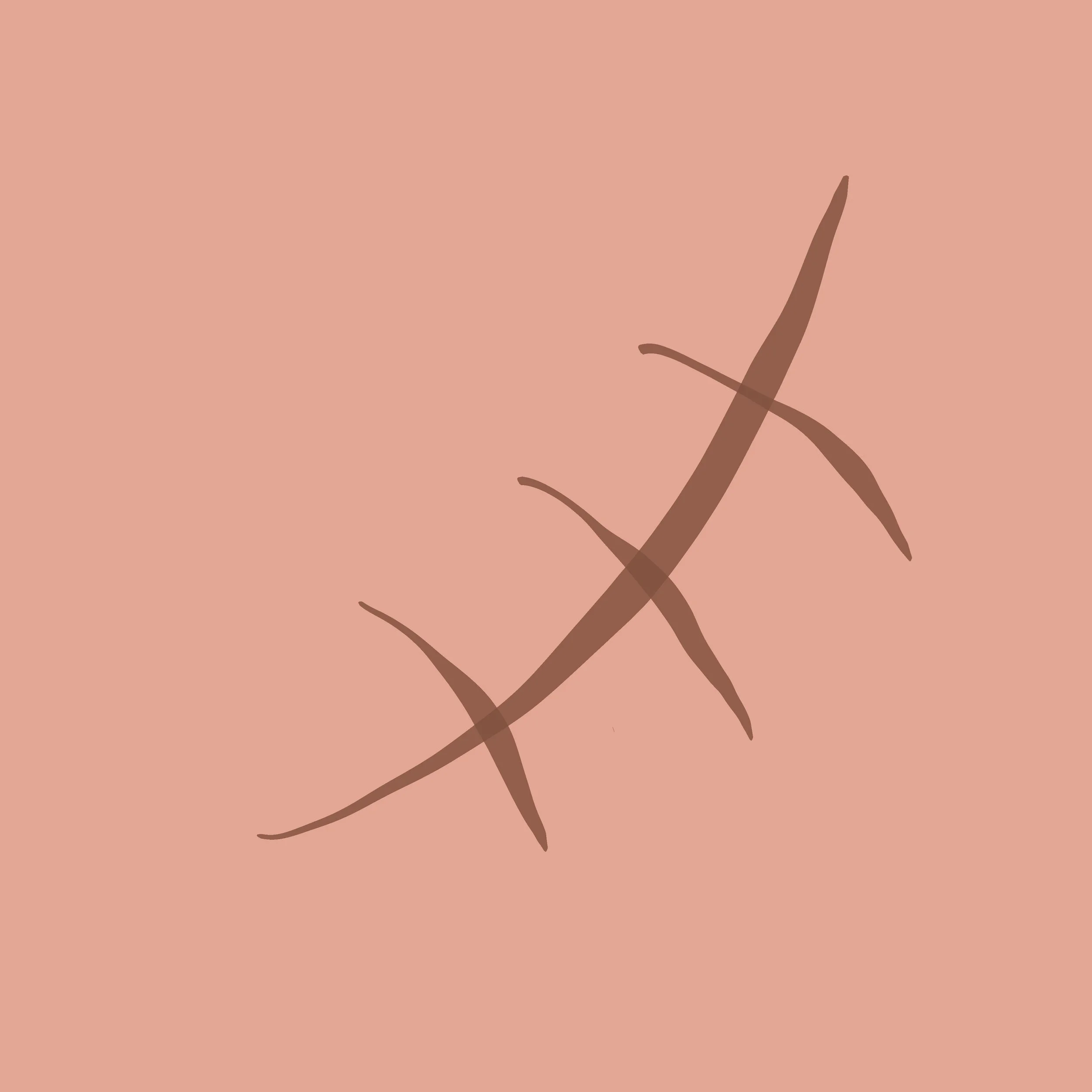 Une ligne courbe épaisse avec trois petites lignes en dessous sur un fond rose clair.